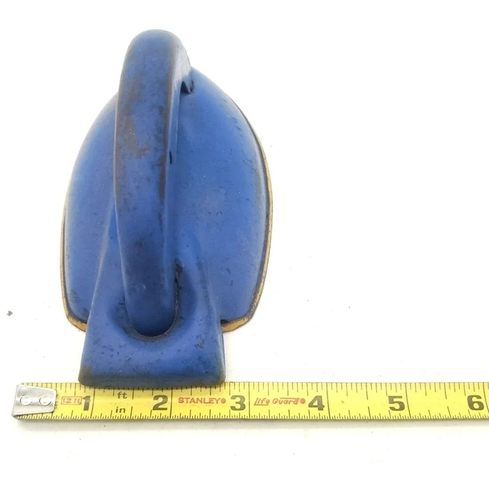 Vintage Mid Century Modern Painted Tin Toy Blue Iron Pretend Play Childrens‎ Toy